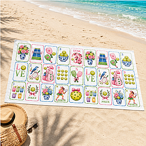 Pickleball Mahjong Beach Towel