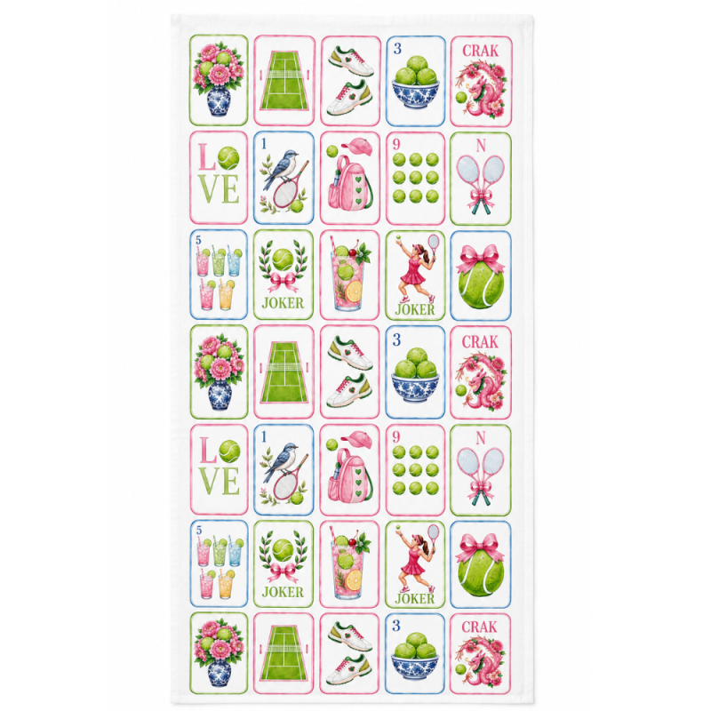 Tennis Mahjong Beach Towel