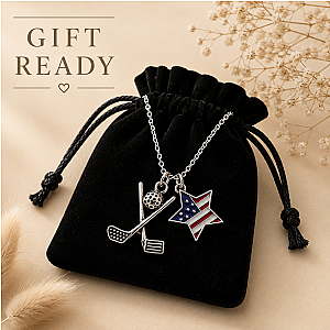 Golf USA Flag Silver Necklace