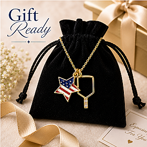 Pickleball USA Flag Gold Necklace
