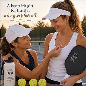 Pickleball USA Flag Gold Necklace