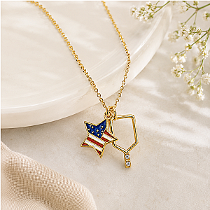 Pickleball USA Flag Gold Necklace