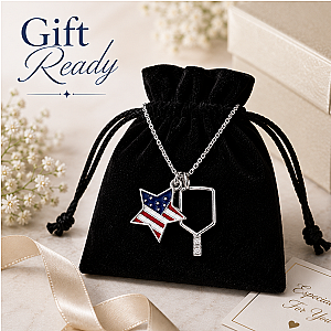 Pickleball USA Flag Silver Necklace