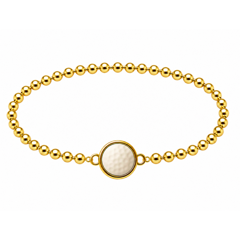Golf Ball Pearl Gold Beaded Bracelet