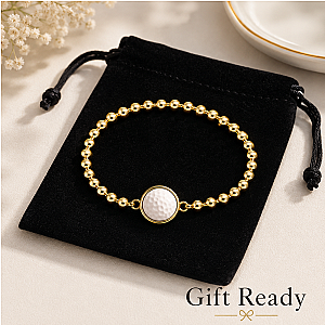 Golf Ball Pearl Gold Beaded Bracelet