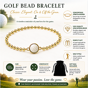 Golf Ball Pearl Gold Beaded Bracelet