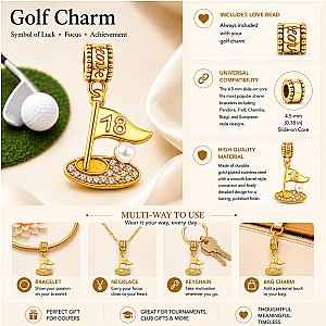 Gold Golf Bead Charms - Pick Style
