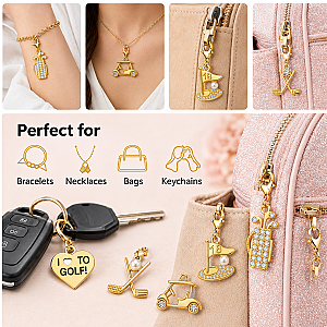Gold Golf Clip On Charms