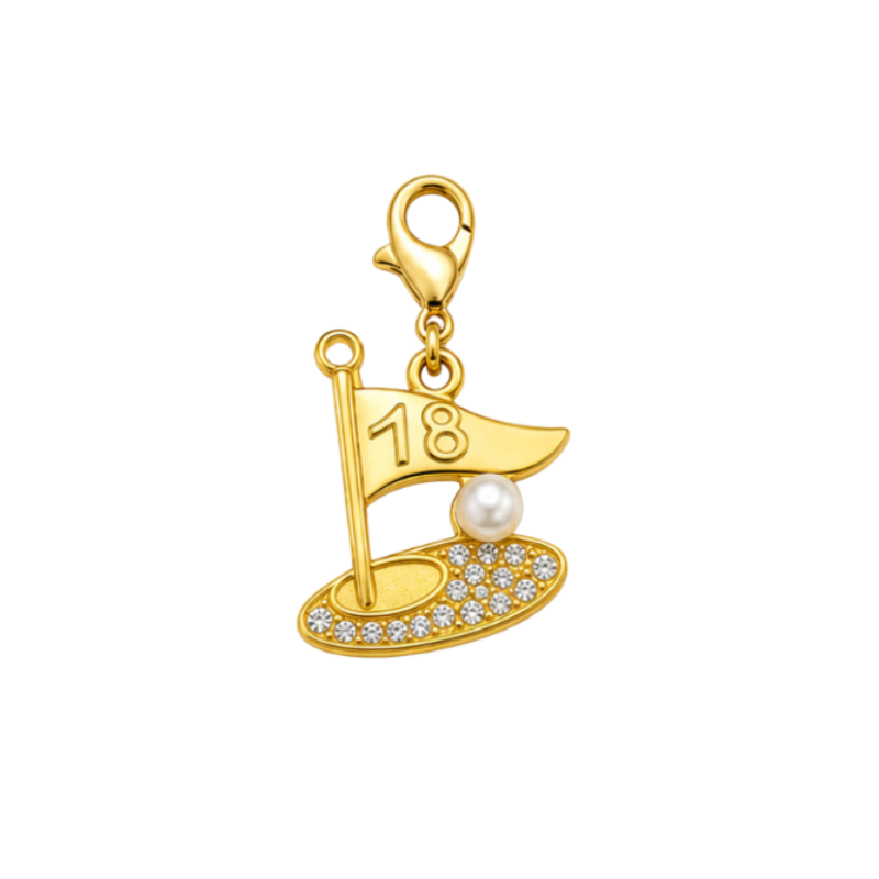 Gold Golf Clip On Charms