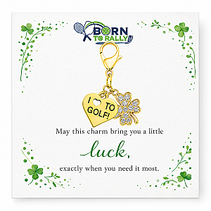 Golf Lucky Heart Clover Clip on Charm