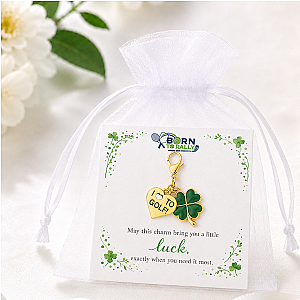 Golf Lucky Heart Clover Clip on Charm