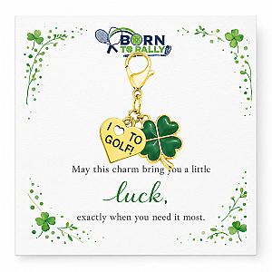 Golf Lucky Heart Clover Clip on Charm