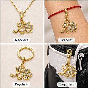 Golf Club Lucky Clover Clip on Charm