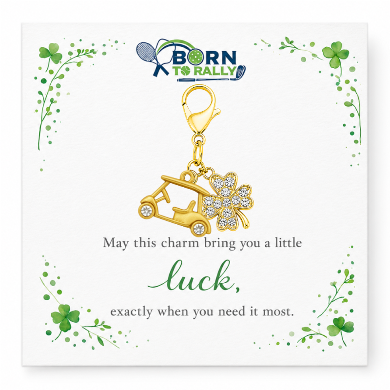 Golf Cart Lucky Clover Clip on Charm
