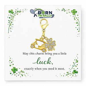 Golf Cart Lucky Clover Clip on Charm