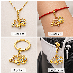 Golf Cart Lucky Clover Clip on Charm