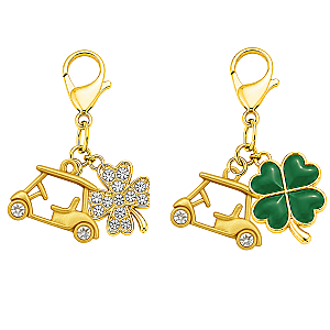 Golf Cart Lucky Clover Clip on Charm