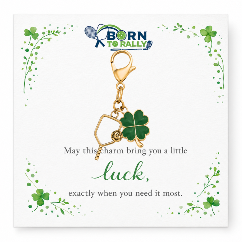 Pickleball Clover Lucky Gold Clip on Charm