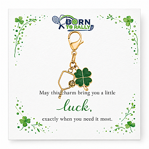Pickleball Clover Lucky Gold Clip on Charm