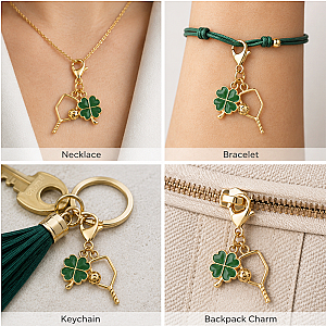 Pickleball Clover Lucky Gold Clip on Charm