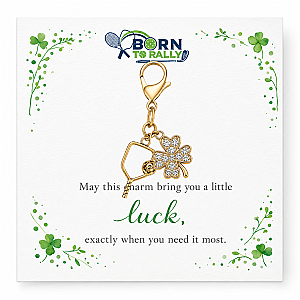 Pickleball Clover Lucky Gold Clip on Charm