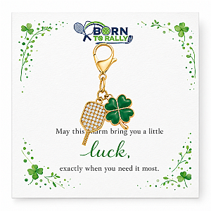 Pickleball Clover Lucky Gold Clip on Charm