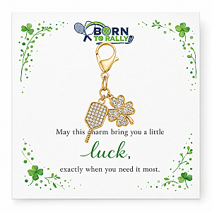 Pickleball Clover Lucky Gold Clip on Charm