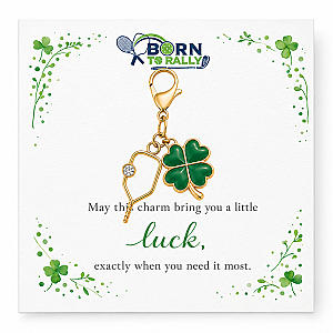 Pickleball Clover Lucky Gold Clip on Charm