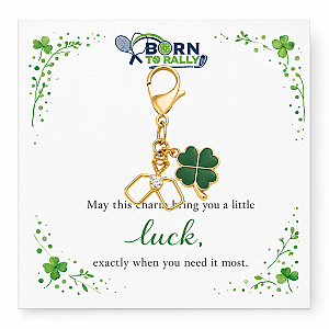 Pickleball Clover Lucky Gold Clip on Charm