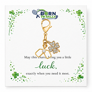 Pickleball Clover Lucky Gold Clip on Charm