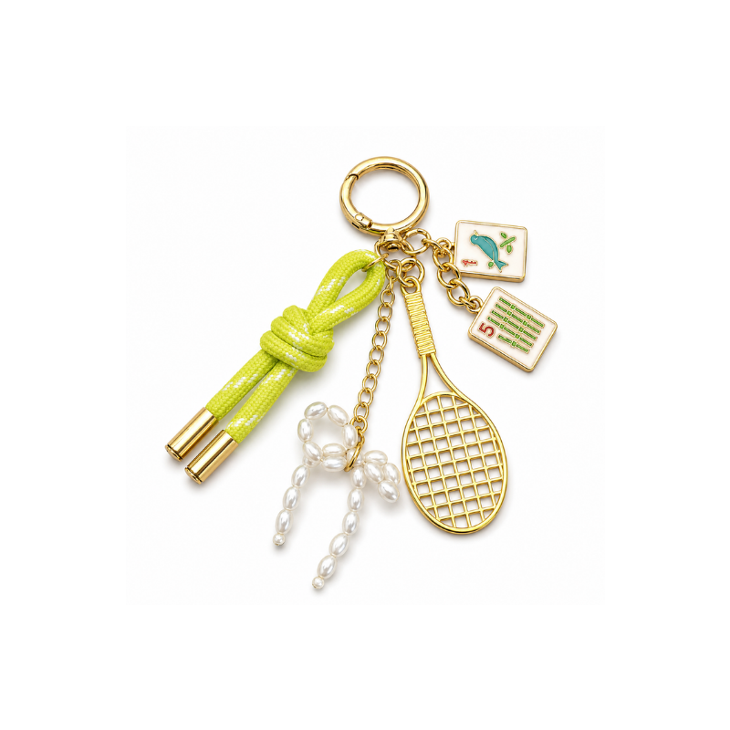 Tennis Mahjong Bag Charms Keychain