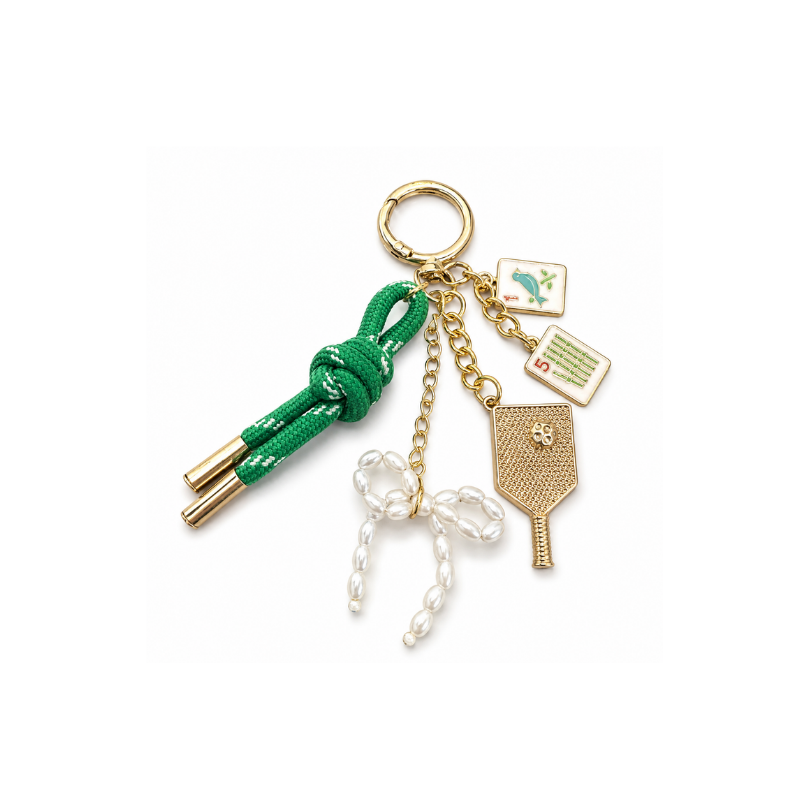 Pickleball Mahjong Bag Charm Keychain