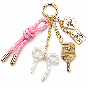 Pickleball Mahjong Bag Charm Keychain