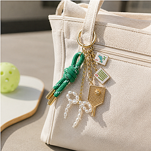 Pickleball Mahjong Bag Charm Keychain