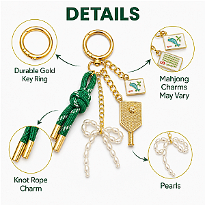 Pickleball Mahjong Bag Charm Keychain