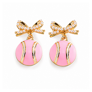 Pink Pearl Tennis Bow Earrings