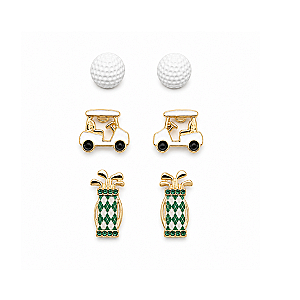 Golf Argyle Earrings- 3 pc Set- Pick Color