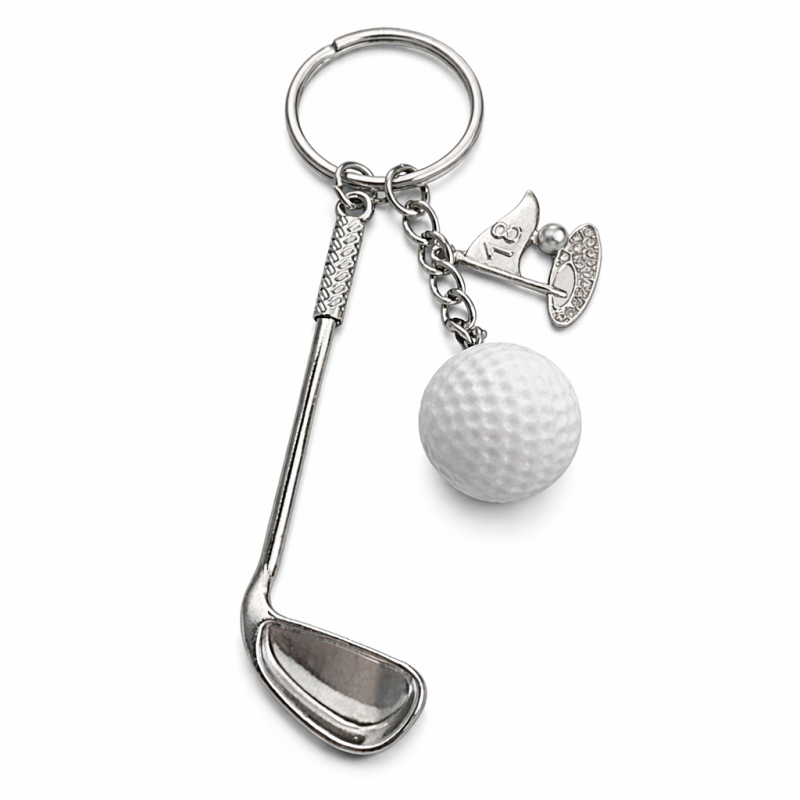 Golf Club Ball Charm Keychain