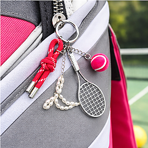 Tennis Pink Bag Charm Keychain