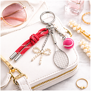 Tennis Pink Bag Charm Keychain