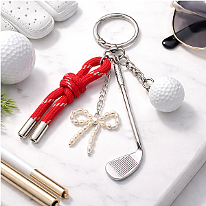 Golf Silver Bag Charm Keychain