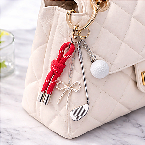 Golf Silver Bag Charm Keychain