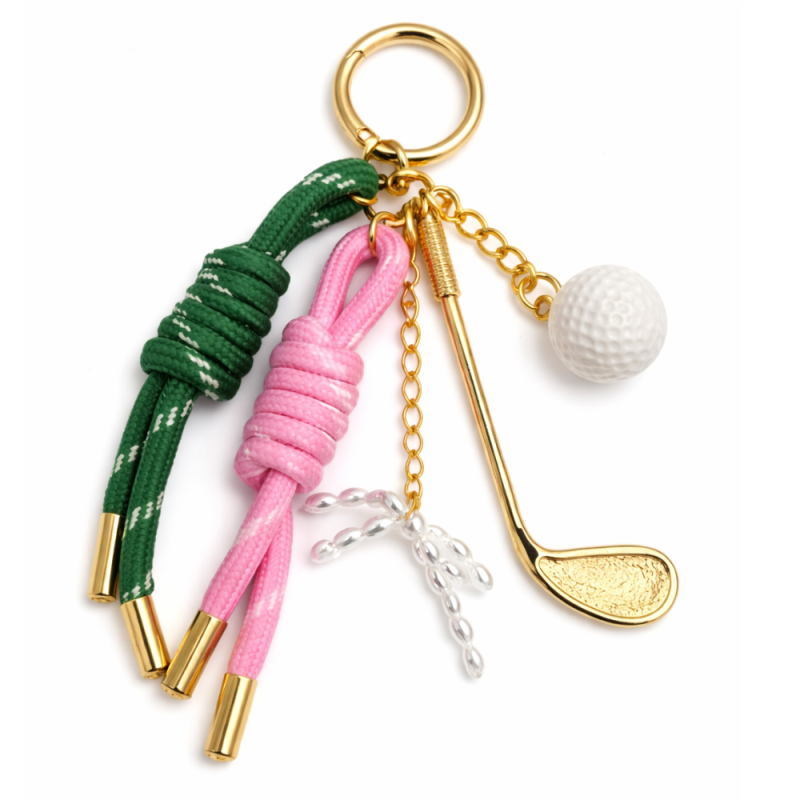 Golf Gold Bag Charm Keychain