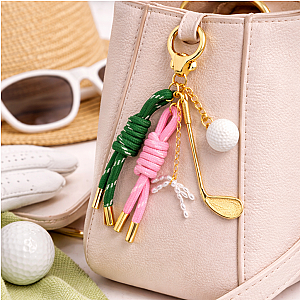Golf Gold Bag Charm Keychain
