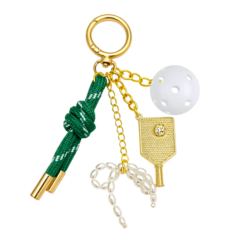 Pickleball Gold Bag Charm Keychain