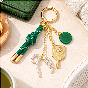 Pickleball Gold Bag Charm Keychain