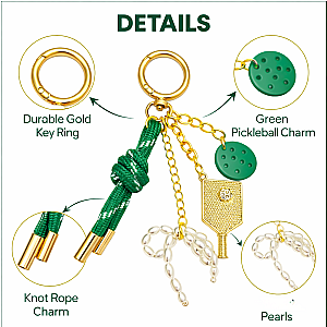 Pickleball Gold Bag Charm Keychain