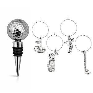 Golf Wine Stopper & Charms Gift Set