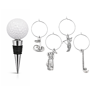 Golf Wine Stopper & Charms Gift Set