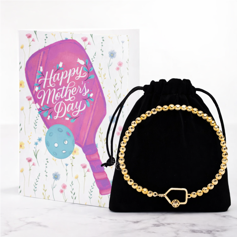 Pickleball Mother's Day Beaded Stretch Bracelet Gift Set